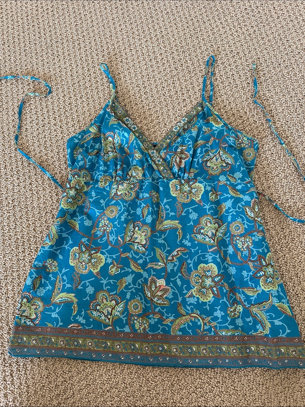 a.n.a Teal Floral Paisley V-Neck Camisole Size Petite Small